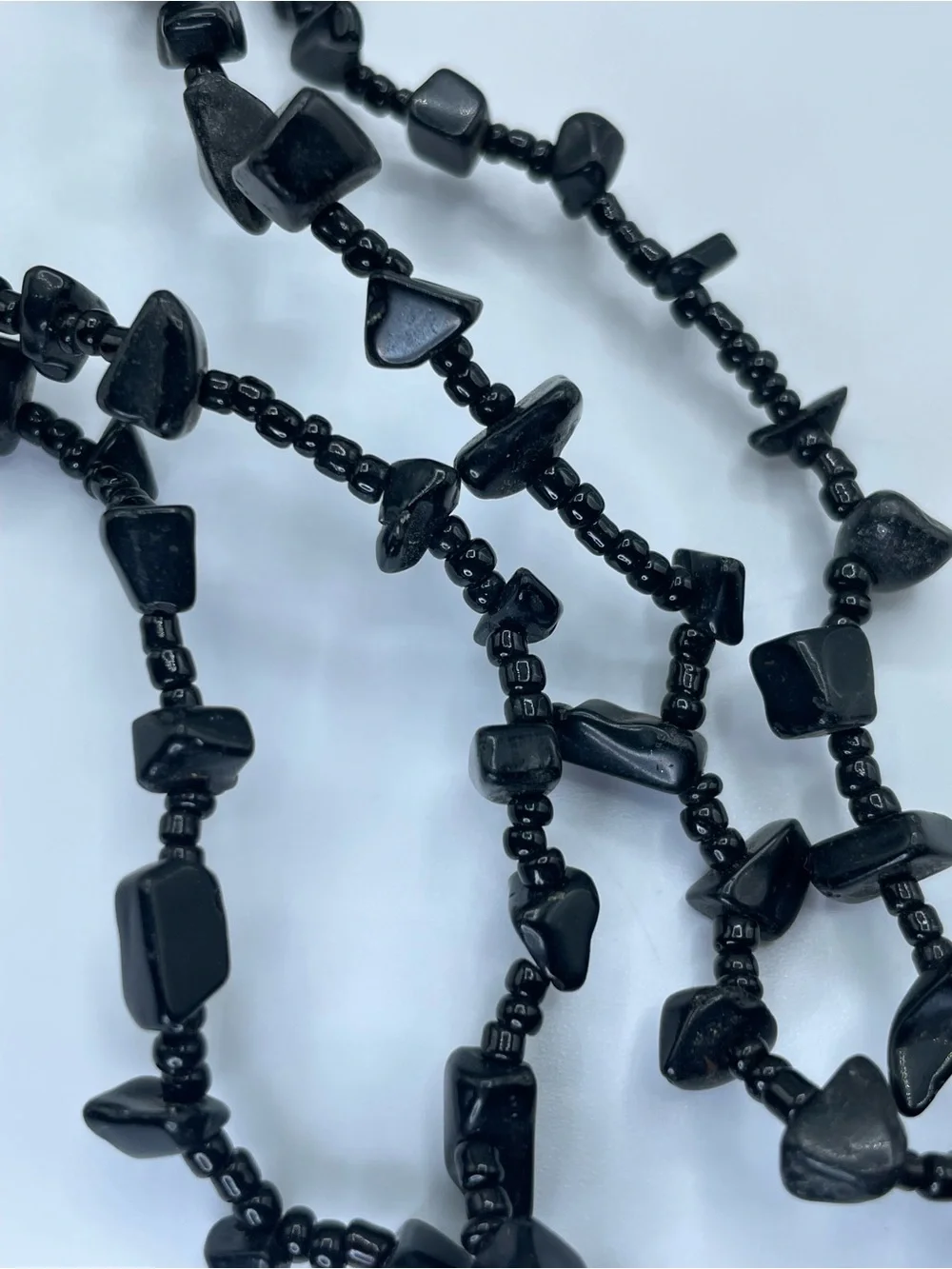 Black Crystal Glass Beaded Blown Glass Medallion Tassel Statement Necklace